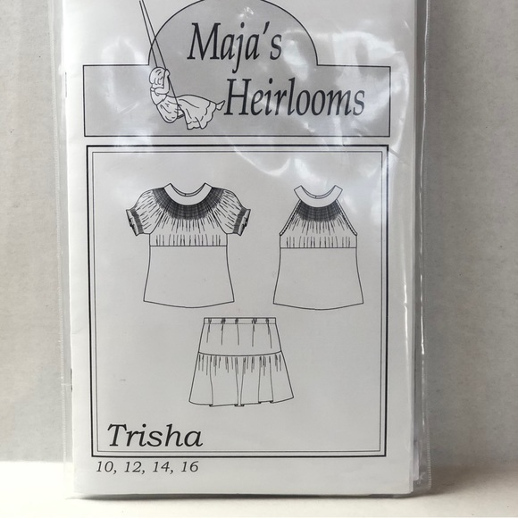 Maja’s Heirlooms Sewing Pattern Girl sz 10-16 Trisha Smocked Top Skort Uncut - Picture 4 of 4